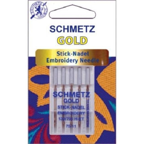 Schmetz Sewing Machine Needle 130/705H Embroidery Gold 90/14